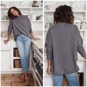 FRANK & EILEEN EFFIE LONG SLEEVE FUNNEL NECK CAPELET - GRAY  L